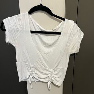 Pacsun White Ruched Crop Top